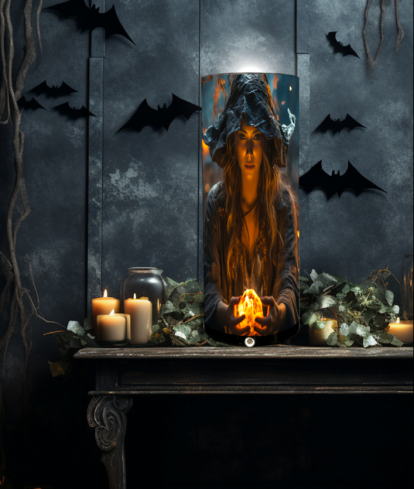 lámpara halloween bruja con altavoz bluetooth