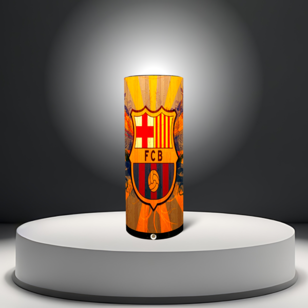 lámpara de futbol del FC barcelona de rayas naranjas, con altavoz bluetooth