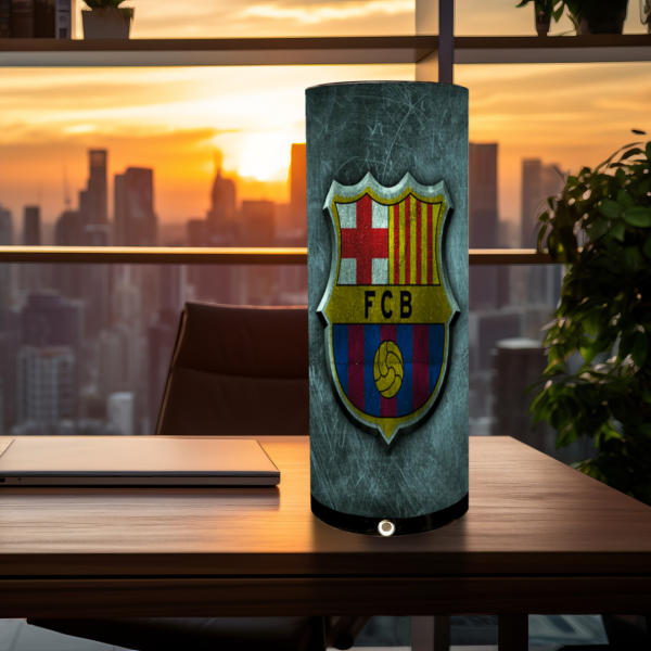 lámpara de futbol del FC barcelona gris, con altavoz bluetooth