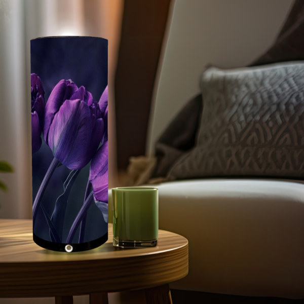 lámpara flor púrpura con altavoz bluetooth