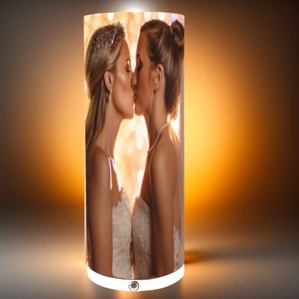 lámpara personalizada de novias con altavoz bluetooth