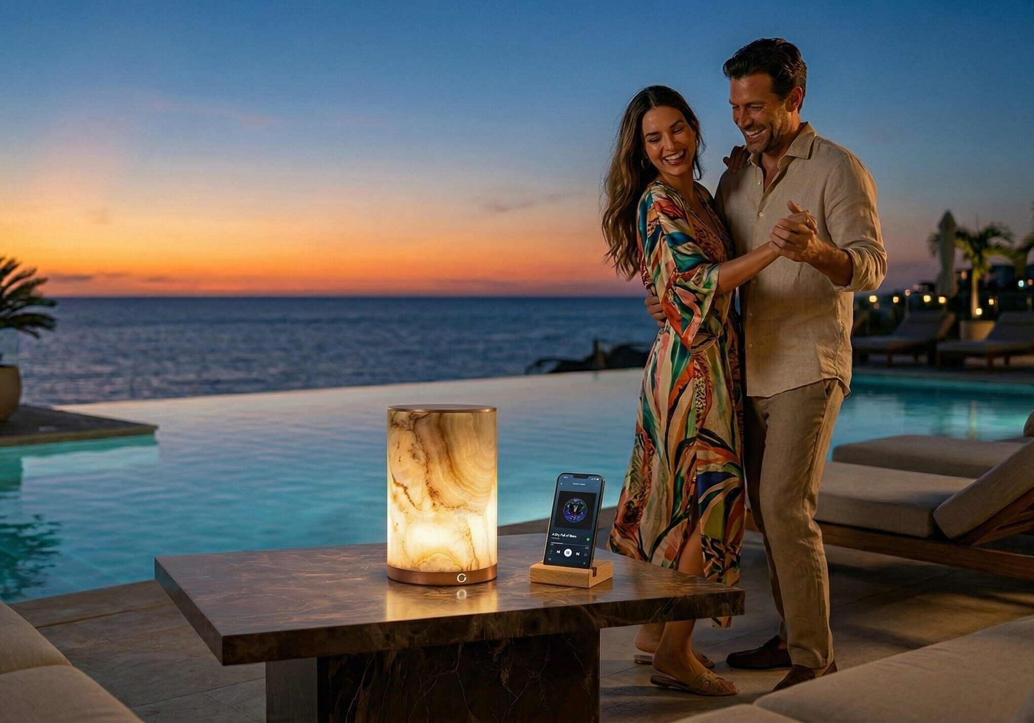 Mobiliario exclusivo que fusiona arte, iluminación y sonido.